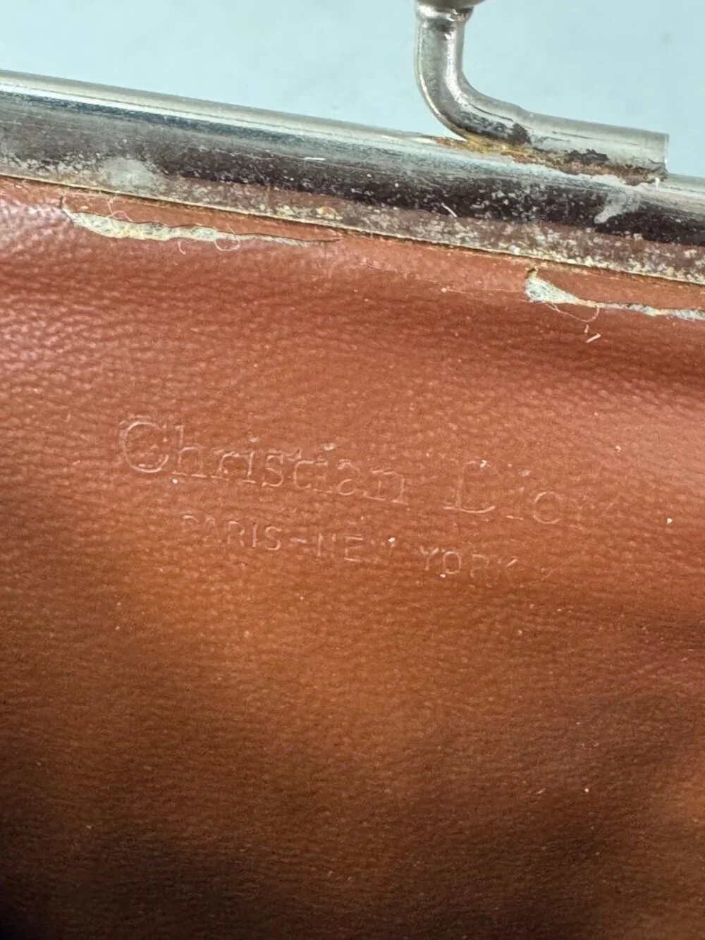 Vintage Christian Dior 1970 - 1980 Trotter Monogram Kiss-Lock Coin Purse - Brown